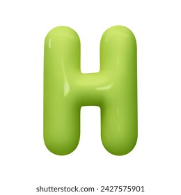 letter H. letter sign green color. Realistic 3d design in cartoon balloon style. Isolated on white background. vector illustration