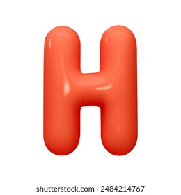 letter H. letter sign red color. Realistic 3d design in cartoon balloon style. Isolated on white background. vector illustration