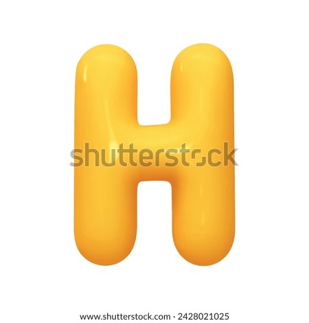 letter H. letter sign yellow color. Realistic 3d design in cartoon balloon style. Isolated on white background. vector illustration