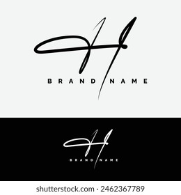 Letter H Signature Logo - Initial Alphabet for H - Handwritten H Logo