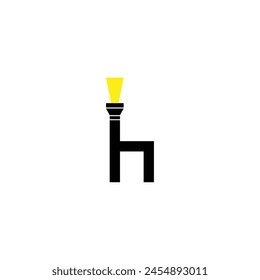 letter h simple flashlight vector logo symbol