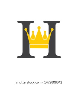 letter h simple geometric king crown logo vector