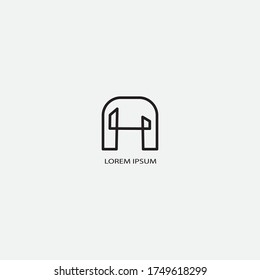 einfaches Liniendesign des Buchstaben H, Vektorlogo