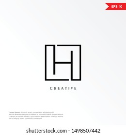 Letter H simple line logo design. Creative minimalism logotype icon symbol. eps10