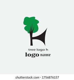 letter h simple tree logo illustration vector design