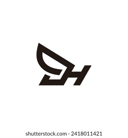 letter h simple wing geometric line logo vector 