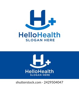 letter h smile health care logo design vector illustration