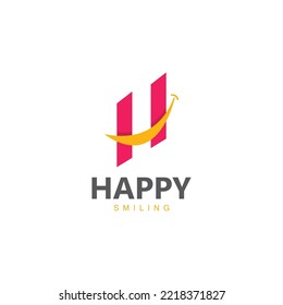 Letter H and Smile Vector Template Design Illustration