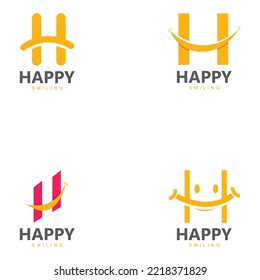 Letter H and Smile Vector Template Design Illustration