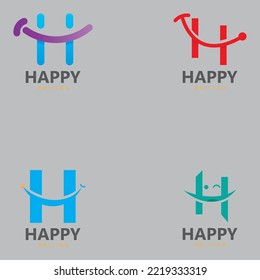 Letter H and Smile Vector Template Design Illustration