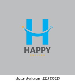 Letter H and Smile Vector Template Design Illustration
