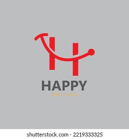 Letter H and Smile Vector Template Design Illustration