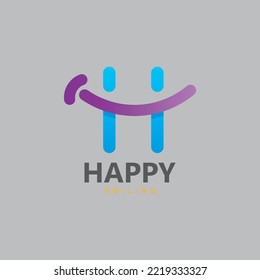 Letter H and Smile Vector Template Design Illustration