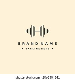 Plantilla de diseño del vector del logotipo de sonido de la letra H