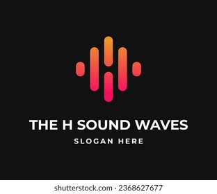 Letter H Sound Waves logo design