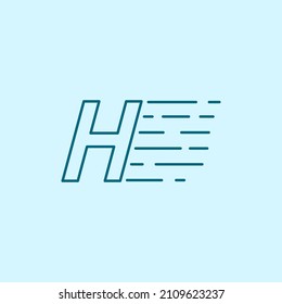 letter H Speed Logo Design Element. line art logo in blue background.
