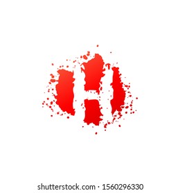 Letter H  Splatter logo icon.  Abstract Design concept red blood splash  with hidden letter H logo icon for initial, company identity and more brands.