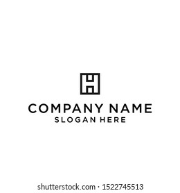 letter h square logo design vector illustration template