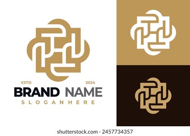 Letra H Ilustración de Vector de diseño de logotipo cuadrado