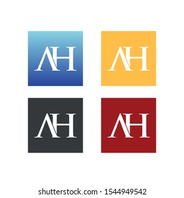 letter A and H in square logo SET vector