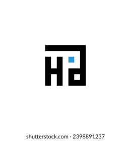 Letter H and a square, unique geometric symbol simple logo vector