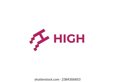 letter h stairs vector template logo design
