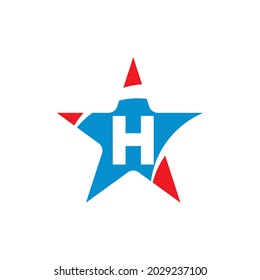 letter H with star logo concept. creative monogram H logo for your corporate. letter H inside star icon design template