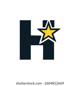 letter H with star logo vector illustration template design