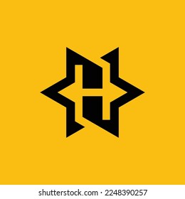 letter H star modern logo