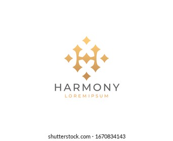 Letter H stars logo icon design template. Business symbol or sign. Luxury logotype. Vector illustration