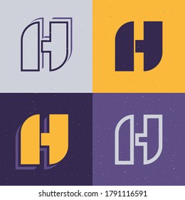 Letter H stencil logo set. Flat icons perfect to use in any military labels, sport logos, graffiti posters, construction identity, etc.