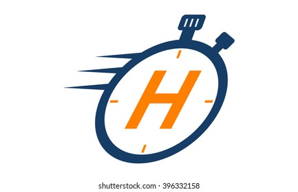 Letter H Stopwatch Logo