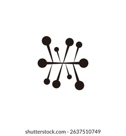 letter h straight pin simple geometric molecule logo vector 