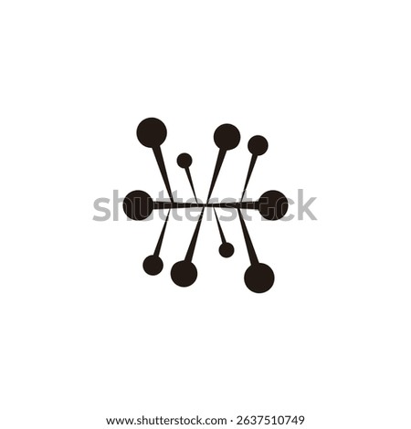 letter h straight pin simple geometric molecule logo vector 