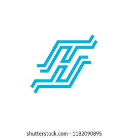 letter h stripes lines logo vector