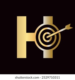 Letter H Success Logo Combine with Bow Target  Icon