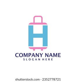 Letter H with Suitcase logo design vector. Initial H with Suitcase logo design template concept