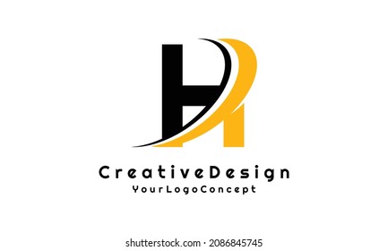 Letter H Swoosh-Logo mit kreativ kurvenreicher Swoosh-Vektorgrafik.