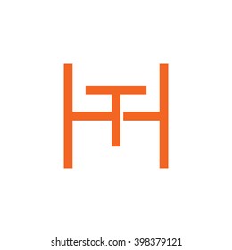 letter H and T monogram square shape logo orange
