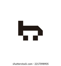 Letter h and T square geometric symbol simple logo vector