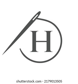 Letter H Tailor Logo, Needle and Thread Logotype for Garment, Embroider, Textile, Fashion, Cloth, Fabric