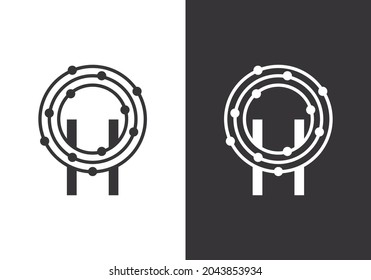 Letter H With Target Technology Logo And Icon Concept  In Vector Template.