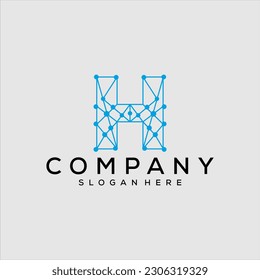 Letter H Tech Logo Design Vector Template