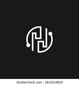 Letter H Tech logo icon template design Vector illustration