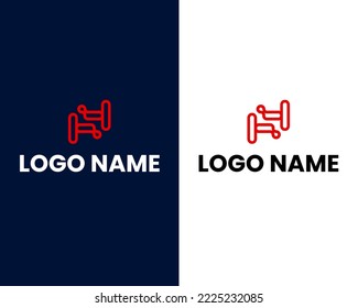 letter h with tech sign logo design template