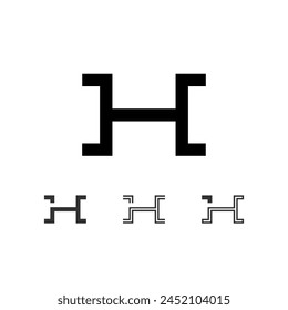 Letra H, letra técnica del alfabeto digital, incluyendo conjunto de cuatro de diferentes tipos, Ilustración vectorial 10eps
