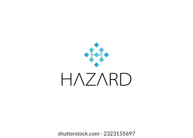 Letter H technological blue dotted simple logo