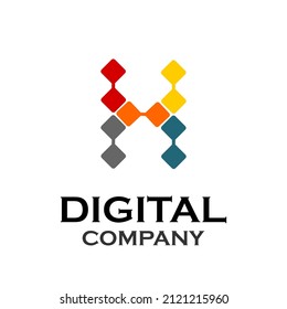 Ilustración de logotipo de diseño de tecnología de letra h