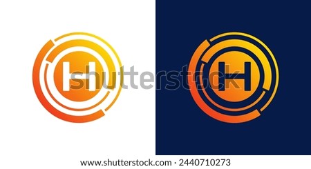 letter H technology logo, Abstract technology Circle Icon , logo design Media, data, digital connection vector Template