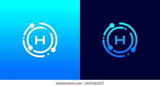 letter H technology logo with connection circle dots for technology,data,internet,computer